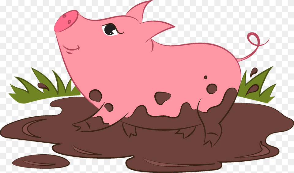 Pig In A Mud Puddle Clipart, Animal, Mammal, Hog Png Image