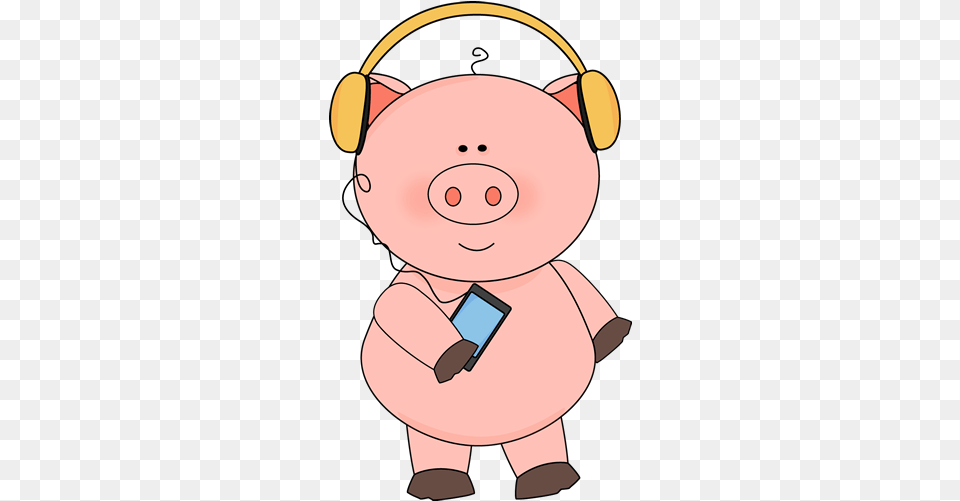 Pig Listening To Music Clip Art Pig Listening To Music Image Pig Listening To Music, Nature, Outdoors, Snow, Snowman Free Transparent Png