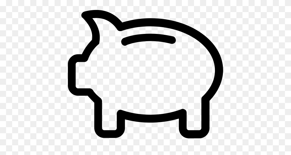 Pig Money Box Pork Piggy Bank Icon, Gray Png Image