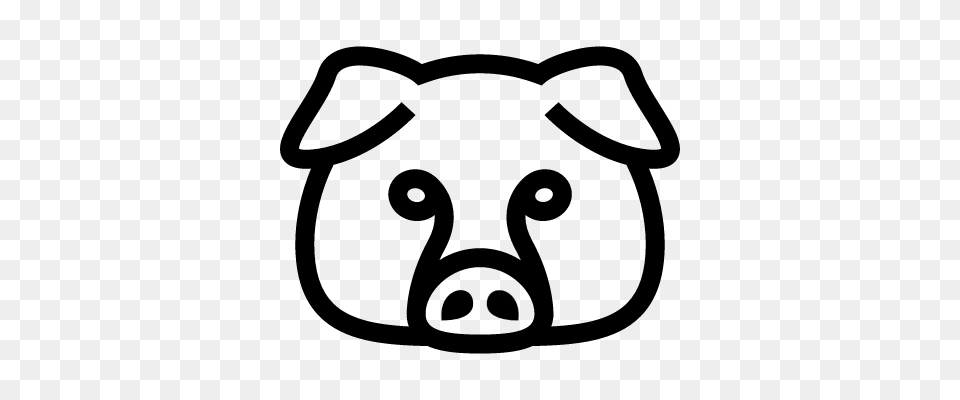 Pig Outline Group With Items, Gray Png
