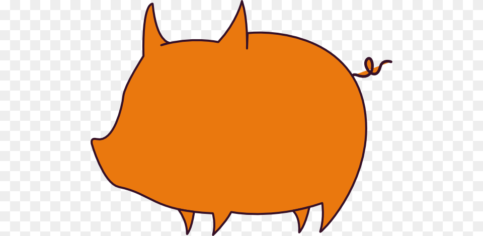 Pig Outline Orange Clip Art, Animal, Fish, Sea Life, Shark Png Image