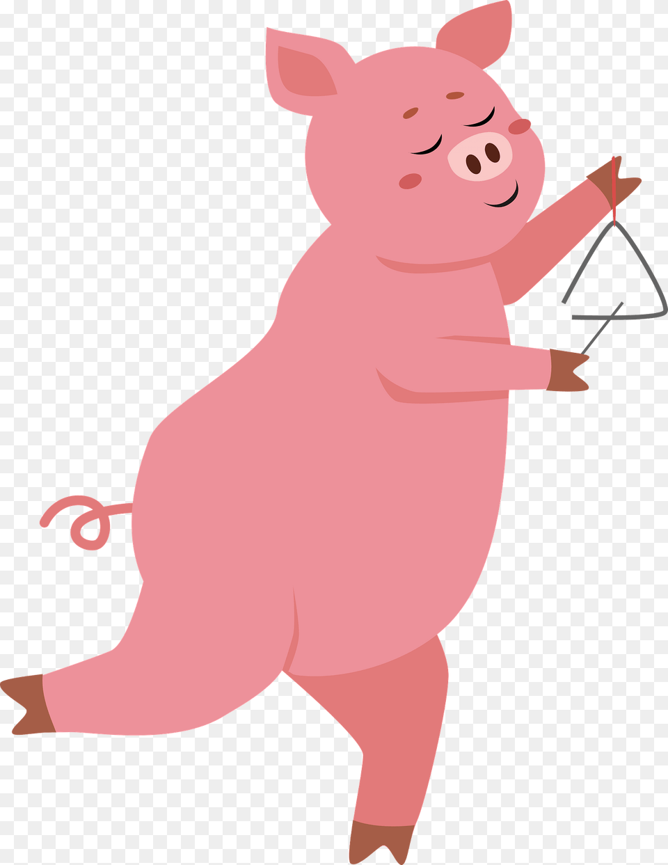 Pig Playing Triangle Clipart, Animal, Mammal, Hog, Bear Png