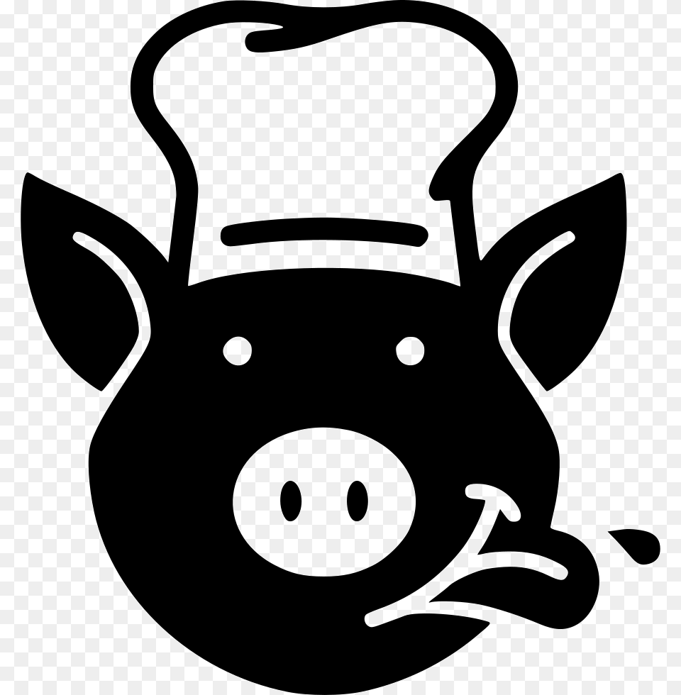 Pig Silhouette Pig Wearing Chef Hat, Stencil, Animal, Mammal, Ammunition Png Image