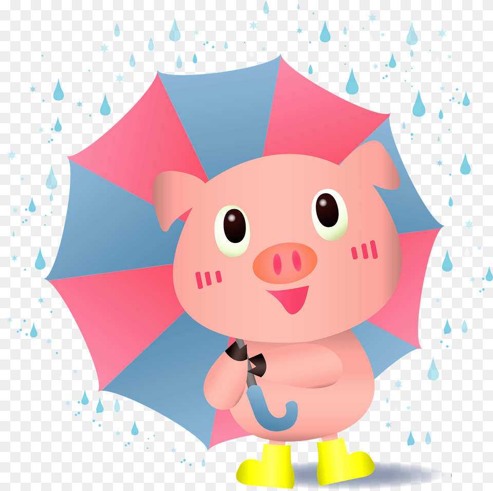 Pig Using An Umbrella In The Rain Clipart, Animal, Bear, Mammal, Wildlife Png Image