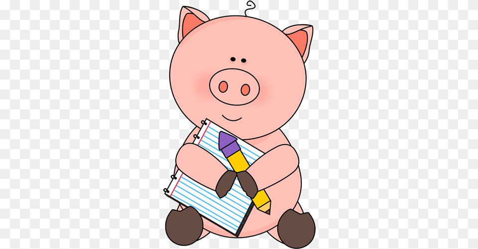 Pig With Notepad And Pencil Animal With Pencil Clipart Animal Writing Clipart Black And White Free Png