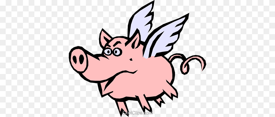 Pig With Wings Royalty Vector Clip Art Illustration, Animal, Hog, Mammal, Baby Png Image