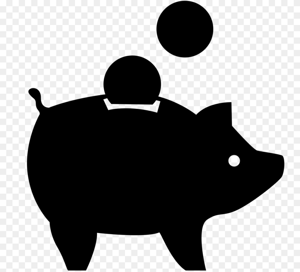 Piggy Bank, Gray Png