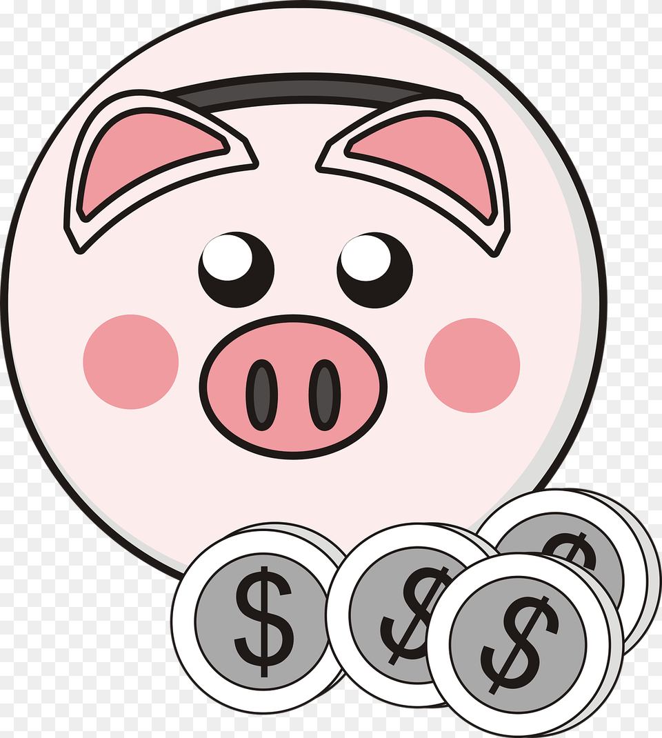 Piggy Bank 4 Coins Clipart, Device, Grass, Lawn, Lawn Mower Free Transparent Png