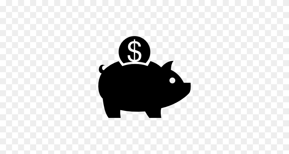 Piggy Bank And A Coin Of Dollar Vector Icon, Stencil, Silhouette, Animal, Mammal Free Transparent Png