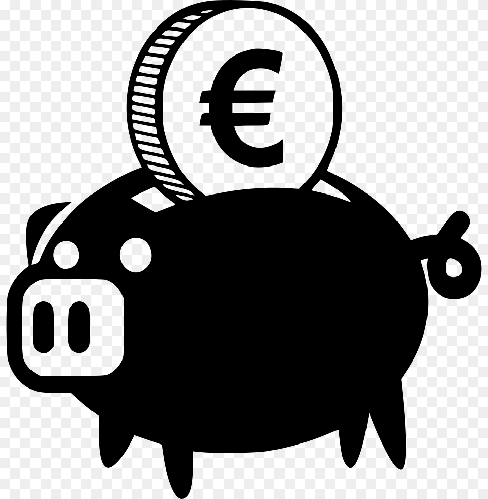 Piggy Bank Euro Icon Download, Stencil, Animal, Fish, Sea Life Free Png