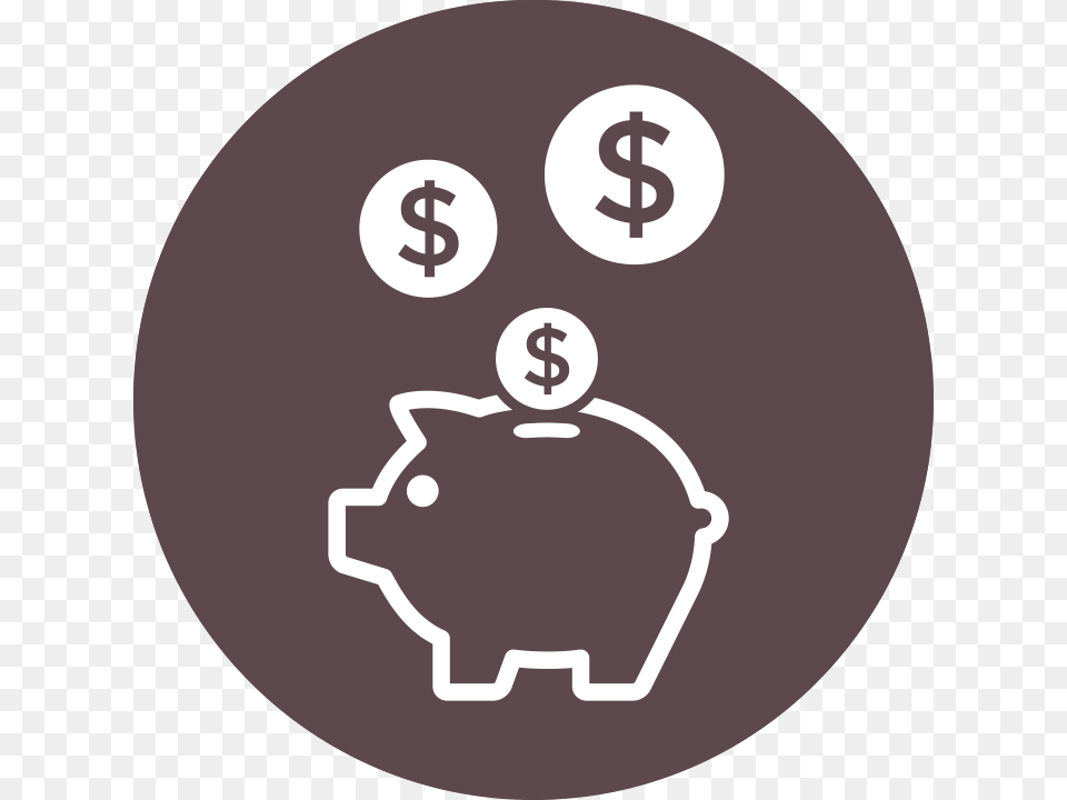 Piggy Bank Icon With Dollar Signs Above It Savings Circle Icon, Symbol, Disk, Text Png
