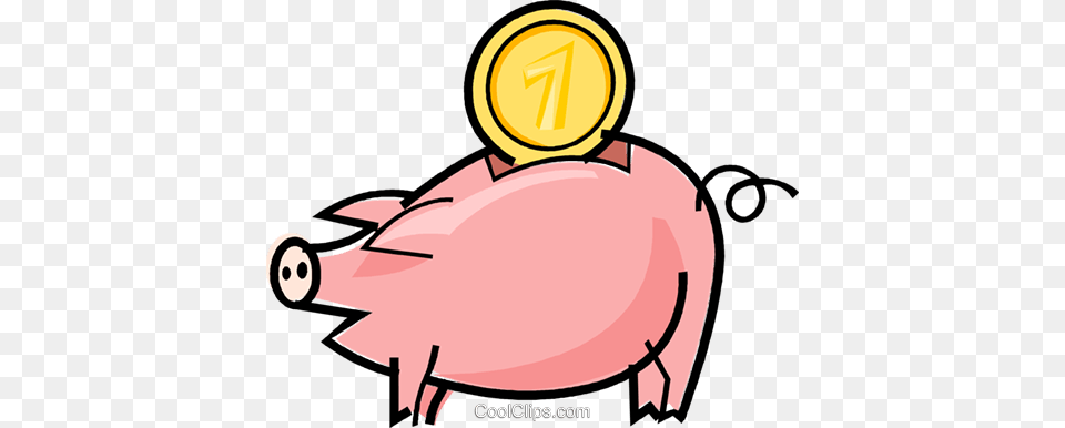 Piggy Bank Royalty Vector Clip Art Illustration, Piggy Bank, Device, Grass, Lawn Free Transparent Png