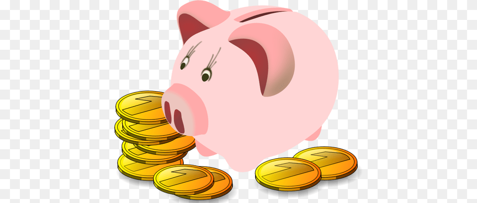 Piggy Bank With Coins Around It Vector Graphics, Piggy Bank, Nature, Outdoors, Snow Free Png