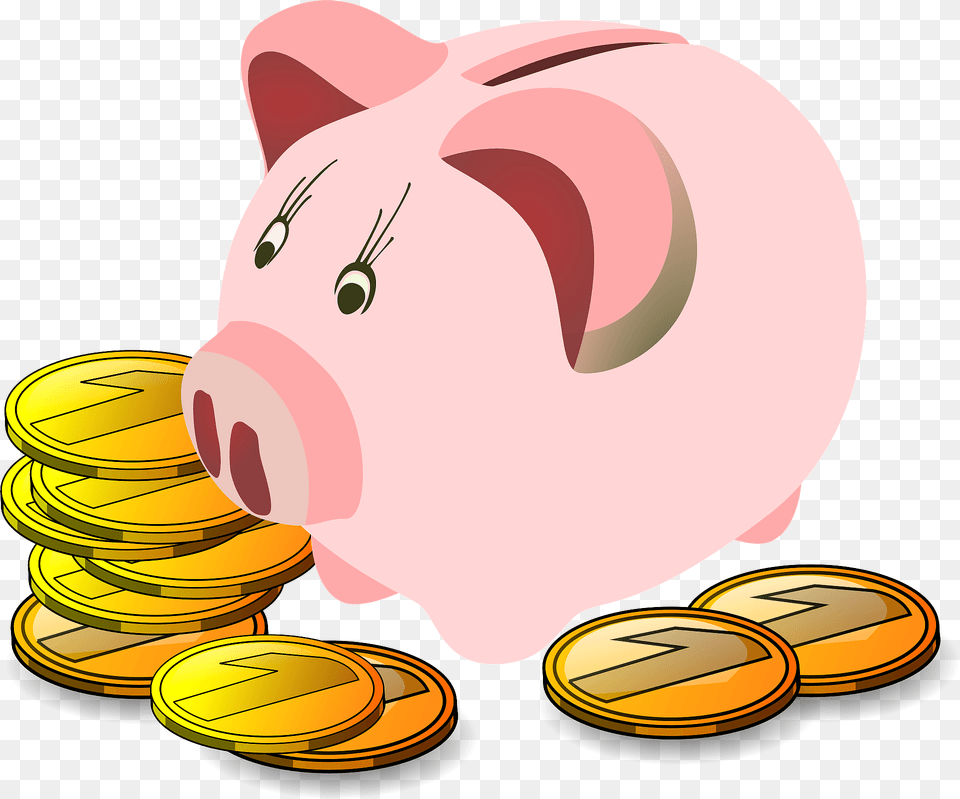 Piggy Bank With Coins Clipart, Piggy Bank Png Image