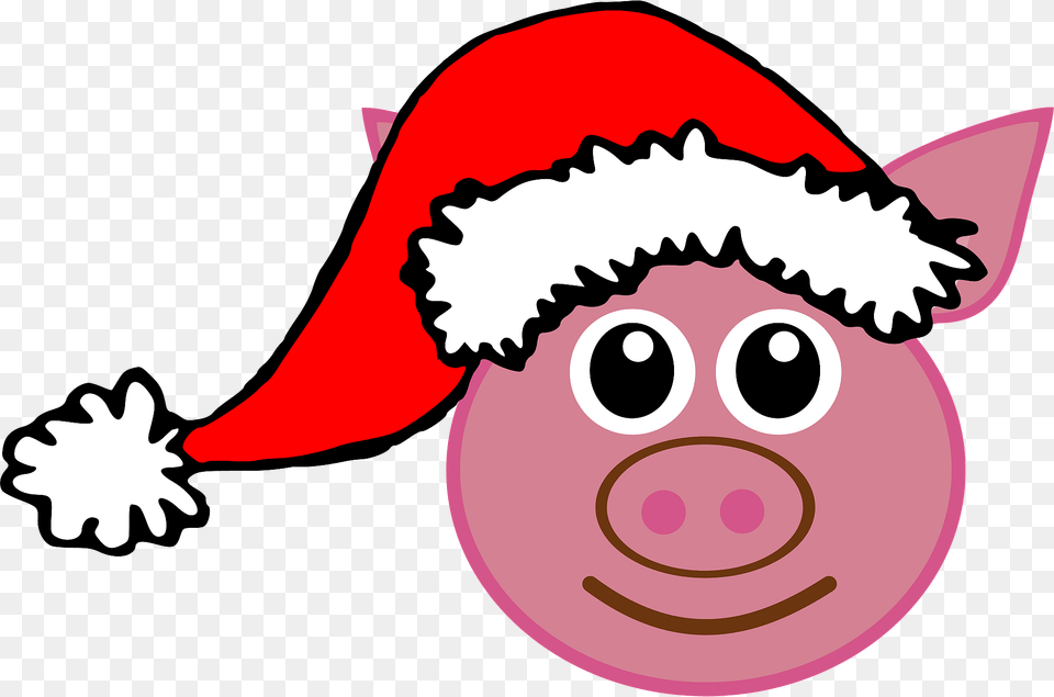 Piggy Face With Santa Hat Clipart, Baby, Person, Clothing Png