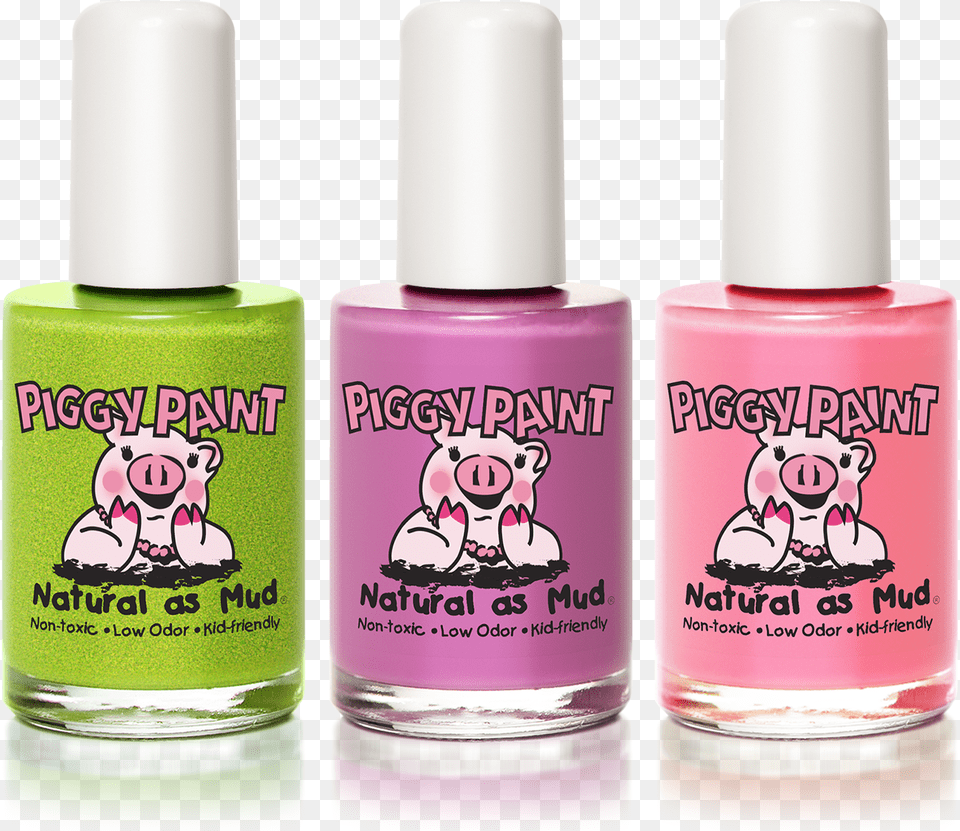 Piggy Paint Nail Polish Set Piggy Paint Nail Polish, Cosmetics, Bottle, Perfume, Animal Png Image