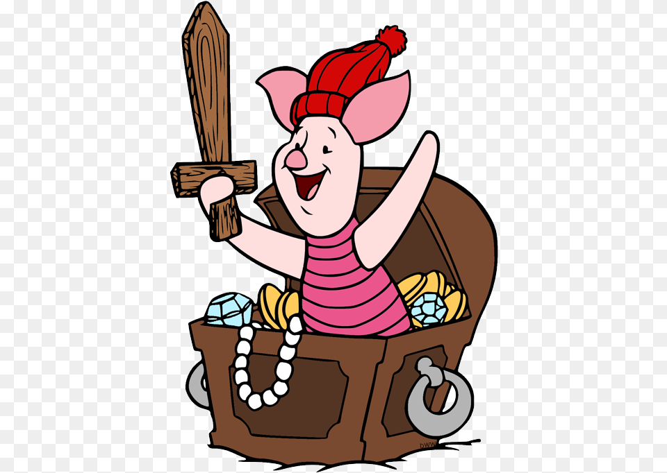 Piglet In Treasure Chest Piglet Pirate Clipart, Face, Head, Person, Cartoon Png