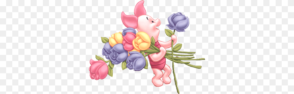 Piglet On A Flower, Art, Plant, Pattern, Graphics Free Png