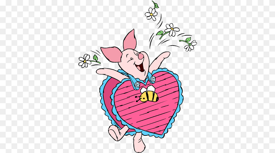 Piglet Valentine Disney Piglet Valentine39s Day, Cartoon, Baby, Person, Flower Free Png