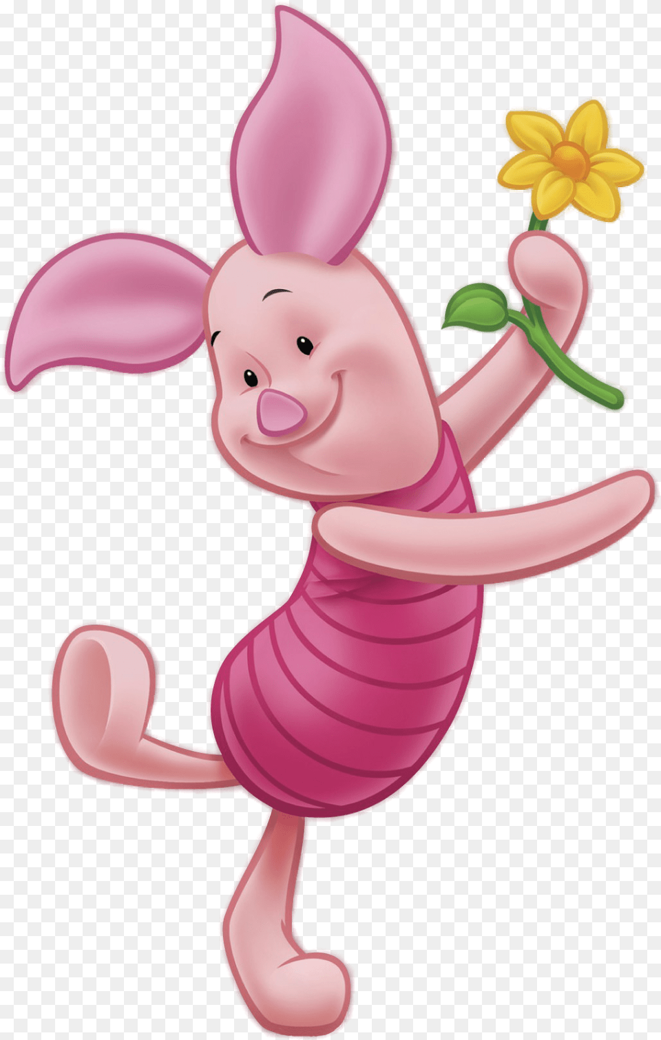 Piglet With Flower Transparent Piglet From Winnie The Pooh, Plant, Toy, Cartoon, Face Png