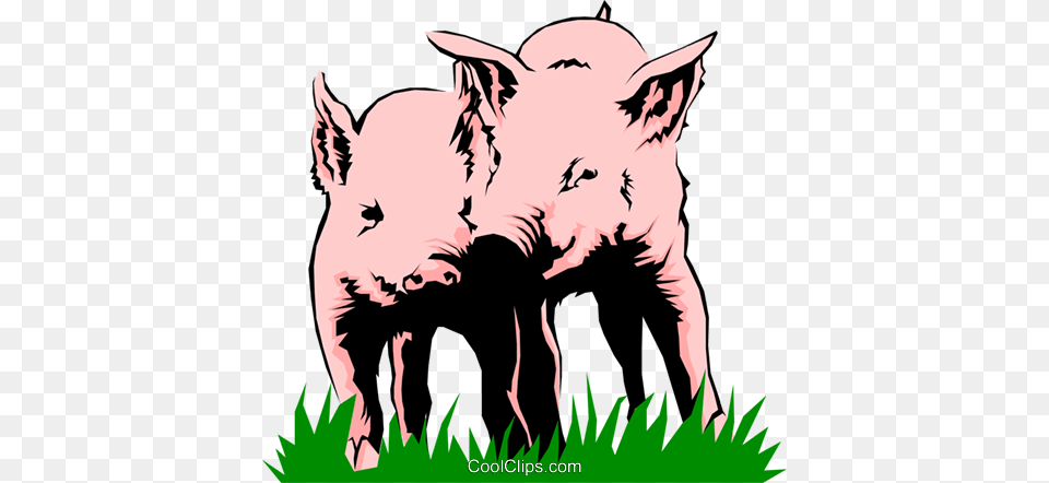 Pigs Playing Royalty Free Vector Clip Art Illustration, Animal, Boar, Hog, Mammal Png