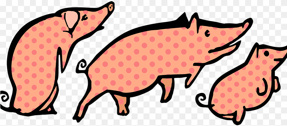 Pigs Polka Dots Animals Swine Domestic Farming The Three Little Pigs, Animal, Mammal, Pig, Hog Png