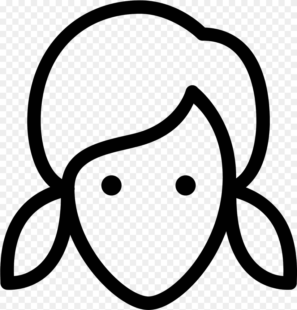 Pigtails Haircut Icon Line Art, Gray Free Png Download