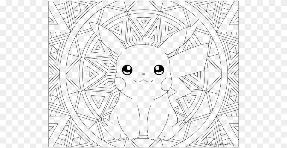 Pikachu Adult Coloring Pages, Gray Free Png Download