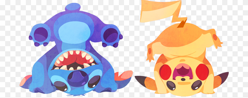 Pikachu And Stitch Drawn By Kuitsuku Stitch And Pikachu, Art, Modern Art, Graphics, Baby Free Png