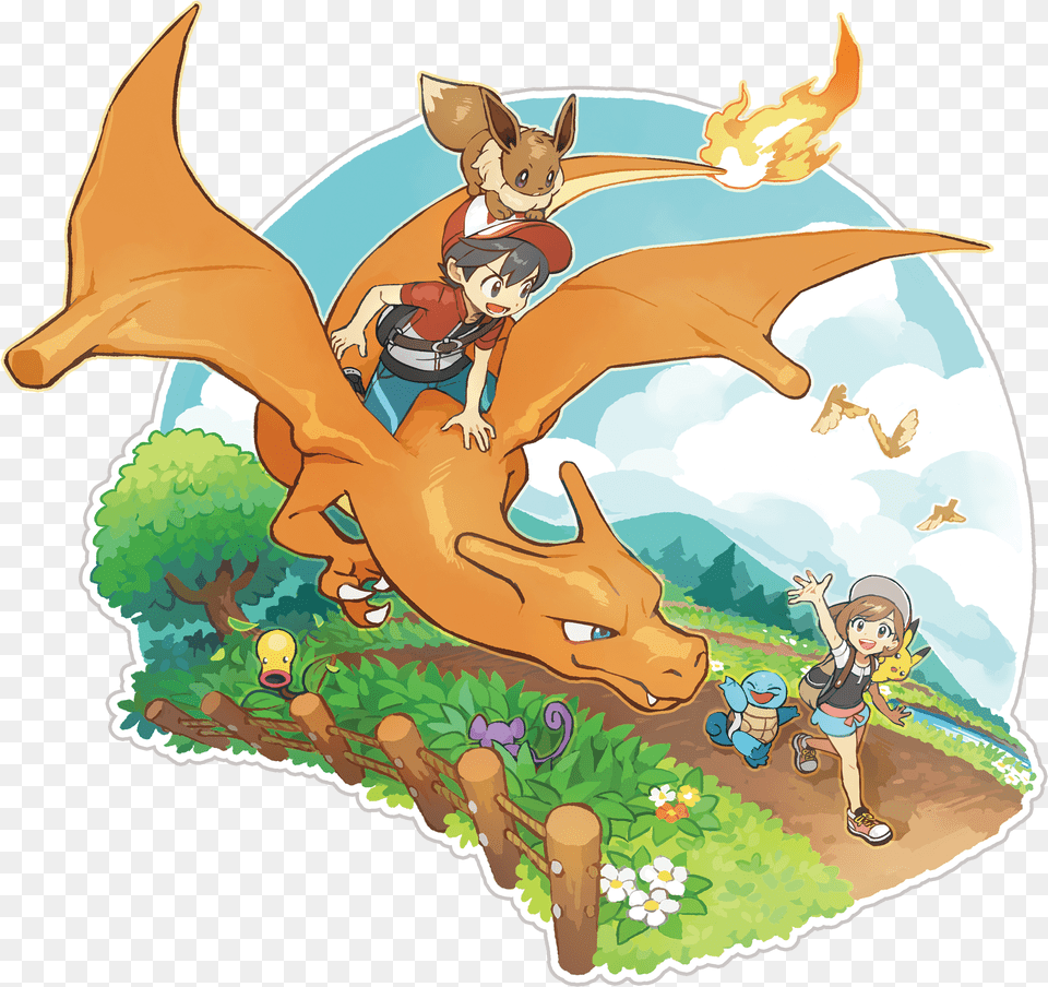 Pikachu Eevee Charizard Squirtle Pidgey And 4 More Pokemon Let Go Art, Face, Head, Person Free Png Download
