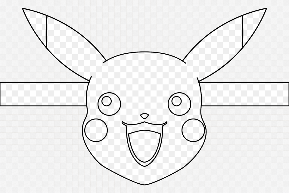 Pikachu Face Mask Blank For Colouring Face, Bow, Weapon Png