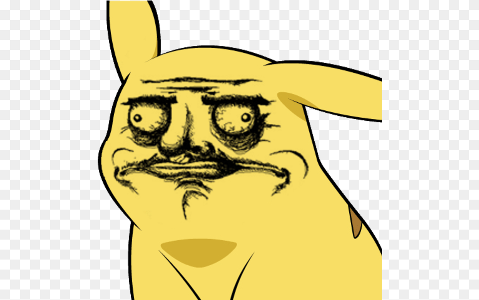 Pikachu Face Yellow Black Facial Expression Black And Vector Troll Face Meme, Adult, Male, Man, Person Png