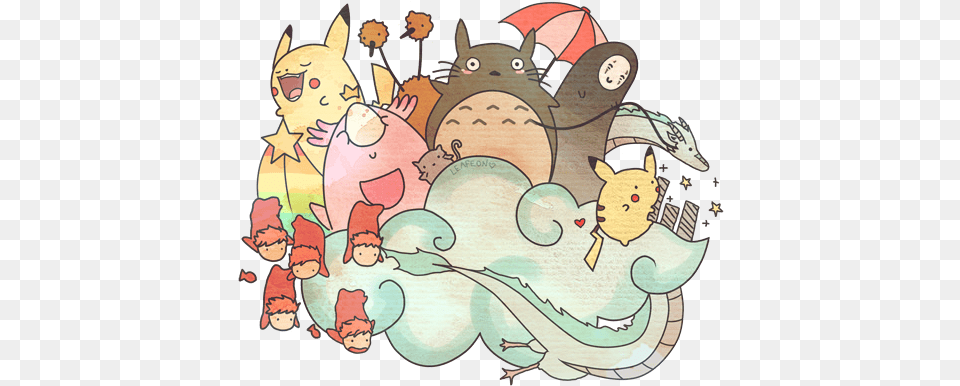 Pikachu Pokemon And Ponyo Image Totoro And Ponyo, Art, Graphics, Drawing Free Png Download