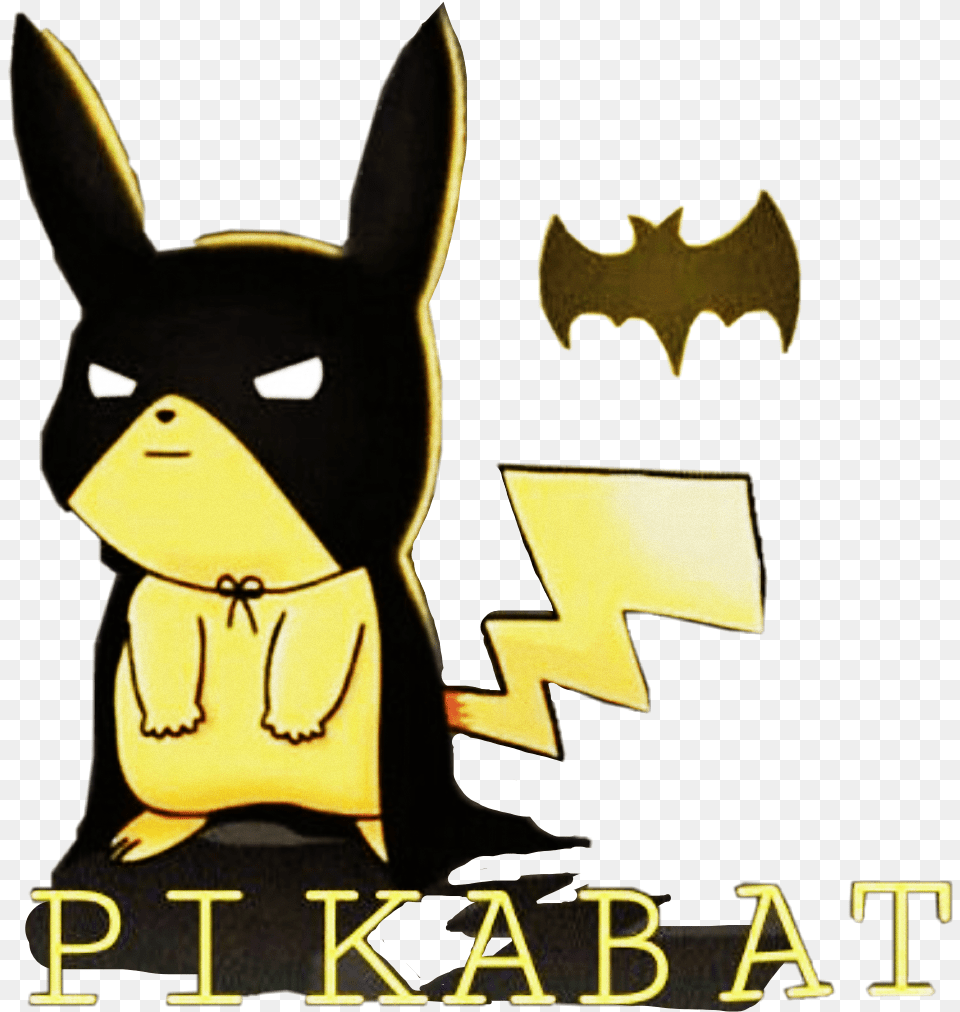 Pikachu Pokemon Batman Mask Word Text Funny Sticker Clipart Pikachu, Logo, Animal, Mammal, Cat Png Image