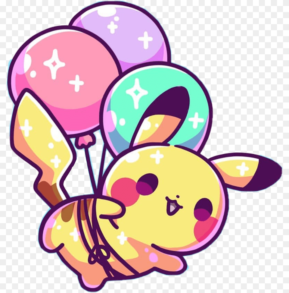 Pikachu Pokemon Cute Kawaii Pastel Balloons Sparkle Cute Kawaii Pokemon, Balloon Png