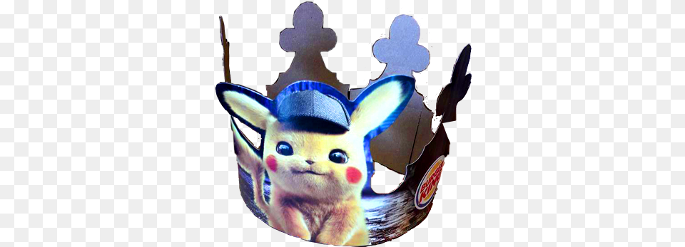 Pikachu Pokemon Detectivepikachu Anime Crown Hat Burger Burger King Crown Pikachu, Baby, Person, Accessories, Clothing Png Image