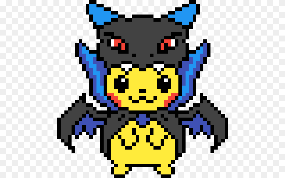 Pikachu Wearing Mega Charizard X Charizard Pixel Art Pokemon, Qr Code Png Image