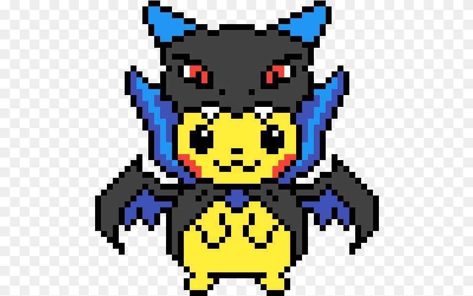 Pikachu Wearing Mega Charizard X Pajamas Charizard X Pikachu Pixel, Qr Code Free Png