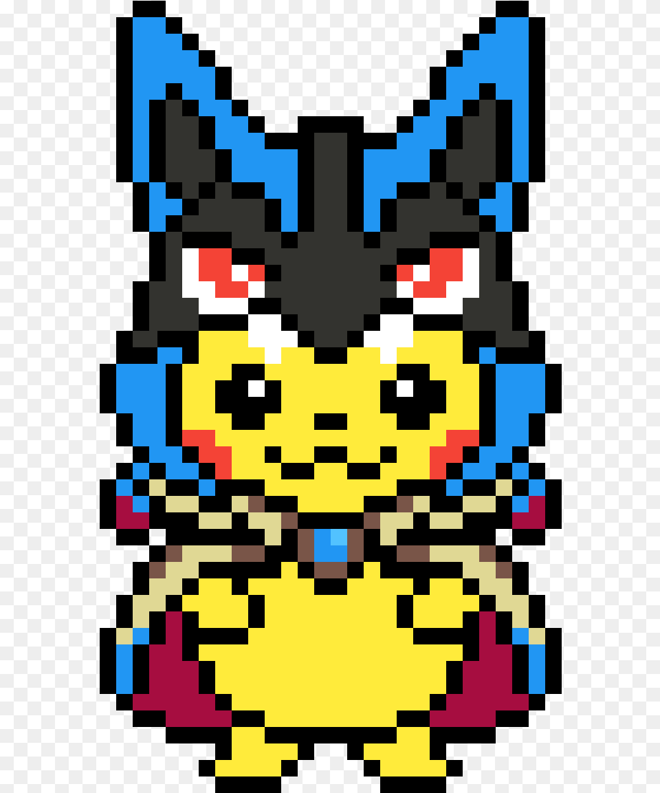 Pikachu Wearing Mega Lucario Hoodie Lucario Minecraft Pixel Art, Qr Code Free Png Download