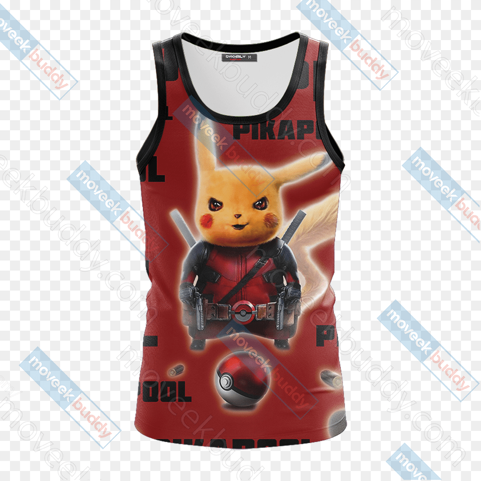 Pikapool Deadpool And Pikachu New Unisex 3d Tank Top Pikachu And Deadpool Tank Top, Clothing, Vest, Lifejacket, Toy Free Png Download