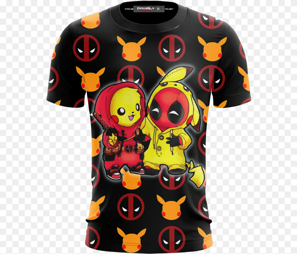 Pikapool Deadpool And Pikachu Unisex 3d T Shirt Deadpool And Pikachu Hoodie, Clothing, T-shirt, Baby, Person Png