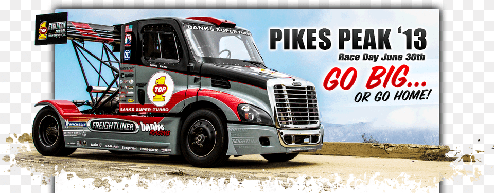 Pikes Peak Hill Climb Semi Trucks, Advertisement, Machine, Wheel, Car Free Transparent Png