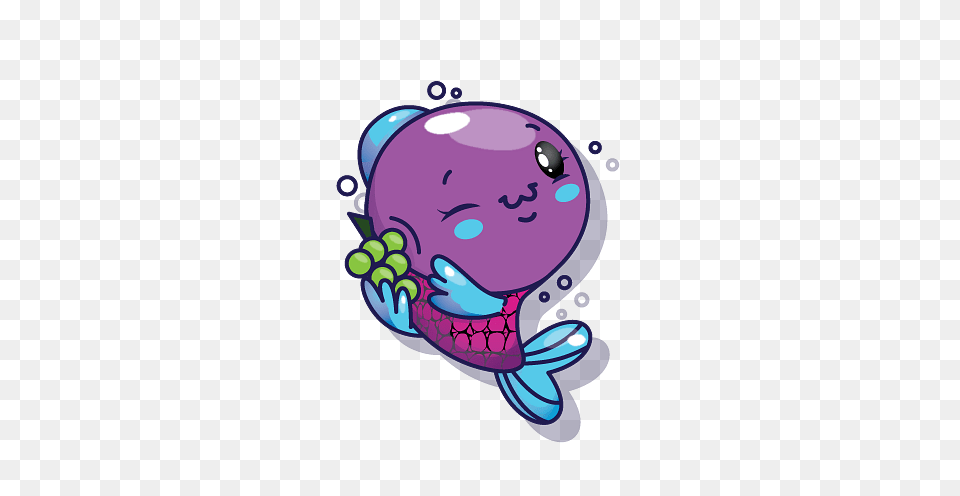 Pikmi Pop Guggles The Clown Fish Holding Grapes, Purple, Art, Graphics, Water Png