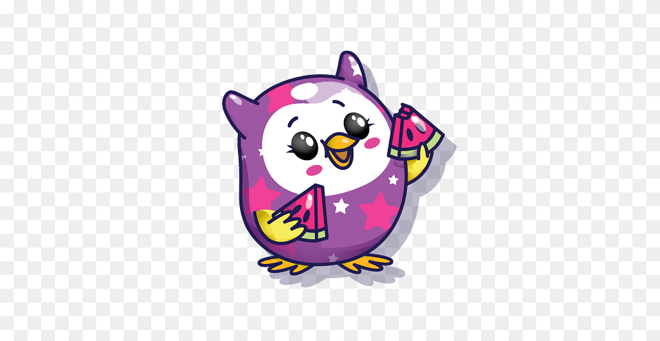 Pikmi Pop Middy The Owl Eating Watermelon, Purple, Animal, Bear, Mammal Png