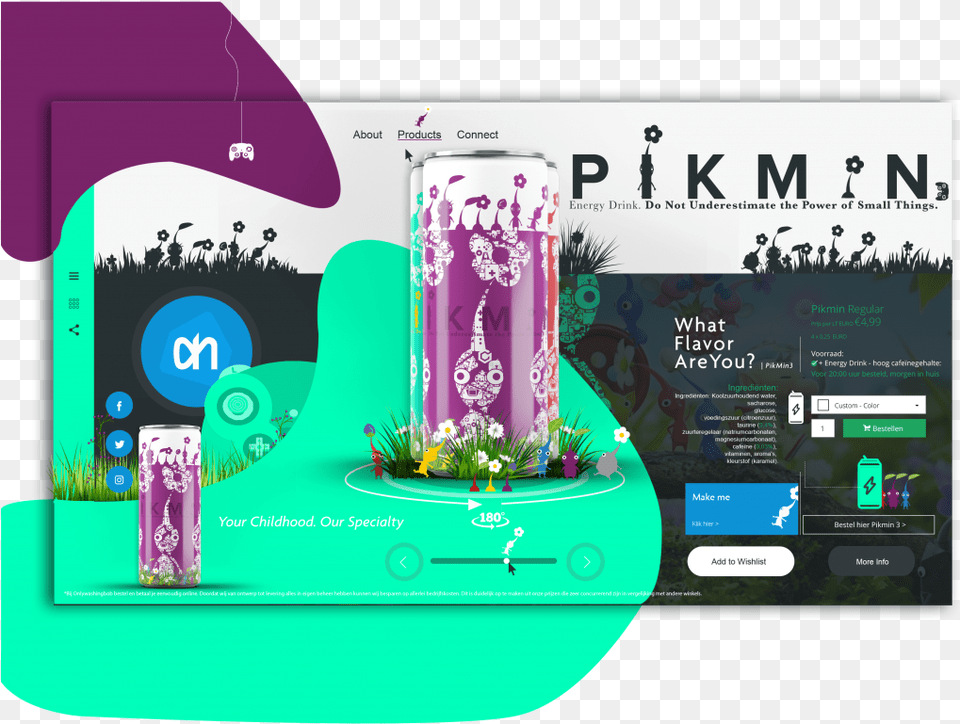 Pikmin Energy Drink Energy Drink Landing Page, Advertisement, Art, Graphics, Poster Png