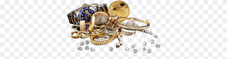 Pile Of Gold Coins Amp Jewelry Silver, Accessories, Ornament, Diamond, Gemstone Free Png Download