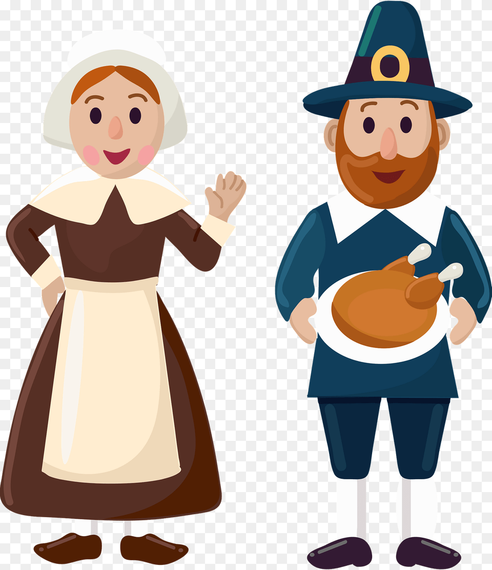 Pilgrim Couple Clipart, Hat, Clothing, Person, Meal Free Transparent Png