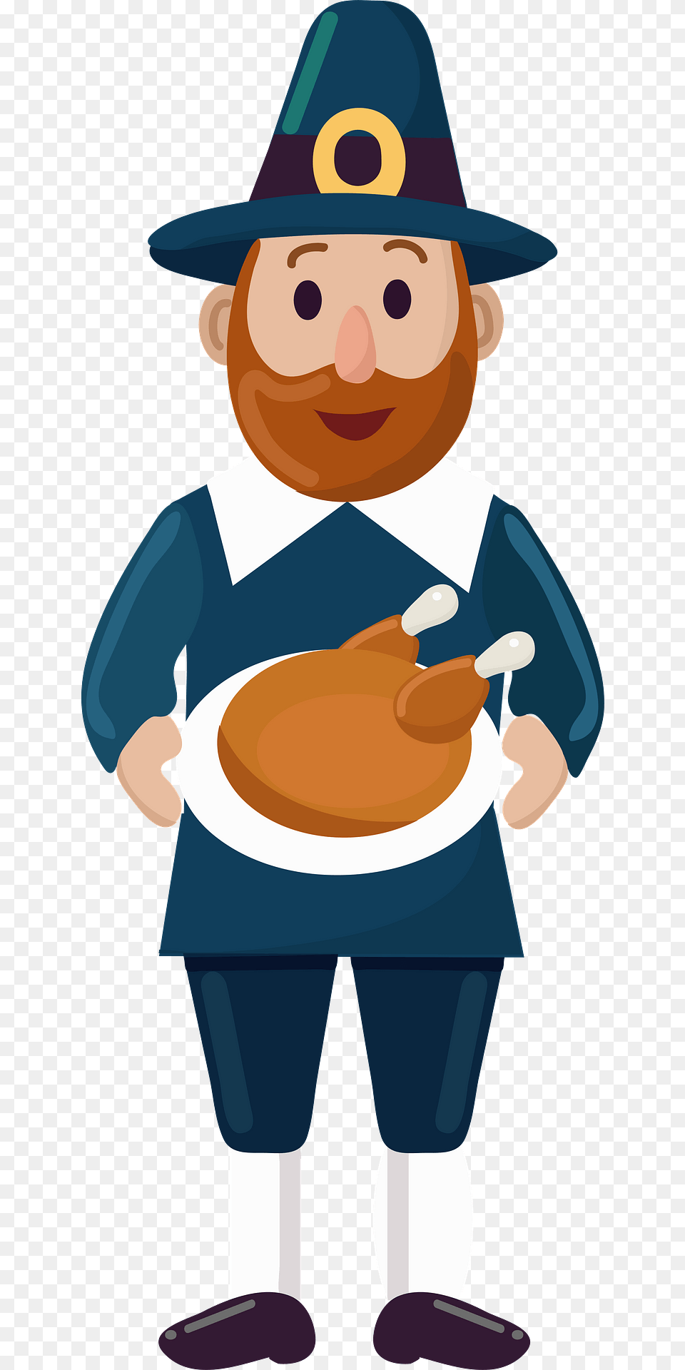 Pilgrim Man With A Turkey Dish Clipart, Food, Meal, Person, Cutlery Free Transparent Png