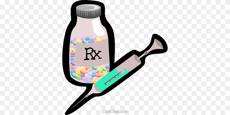 Pill Bottle With Hypodermic Needle Royalty Vector Clip Art, Jar, Smoke Pipe, Blade, Dagger Free Transparent Png