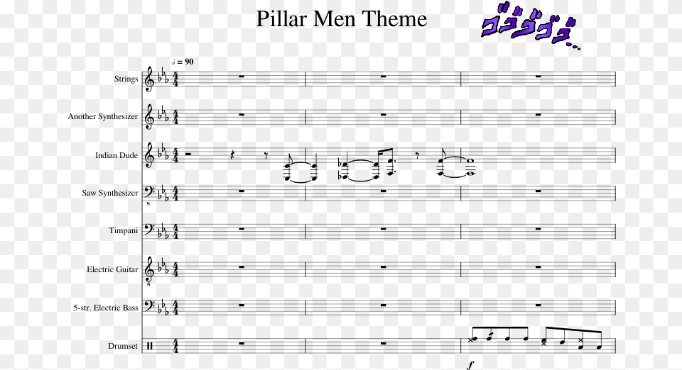 Pillar Men Theme Sheet Music, Purple Free Png